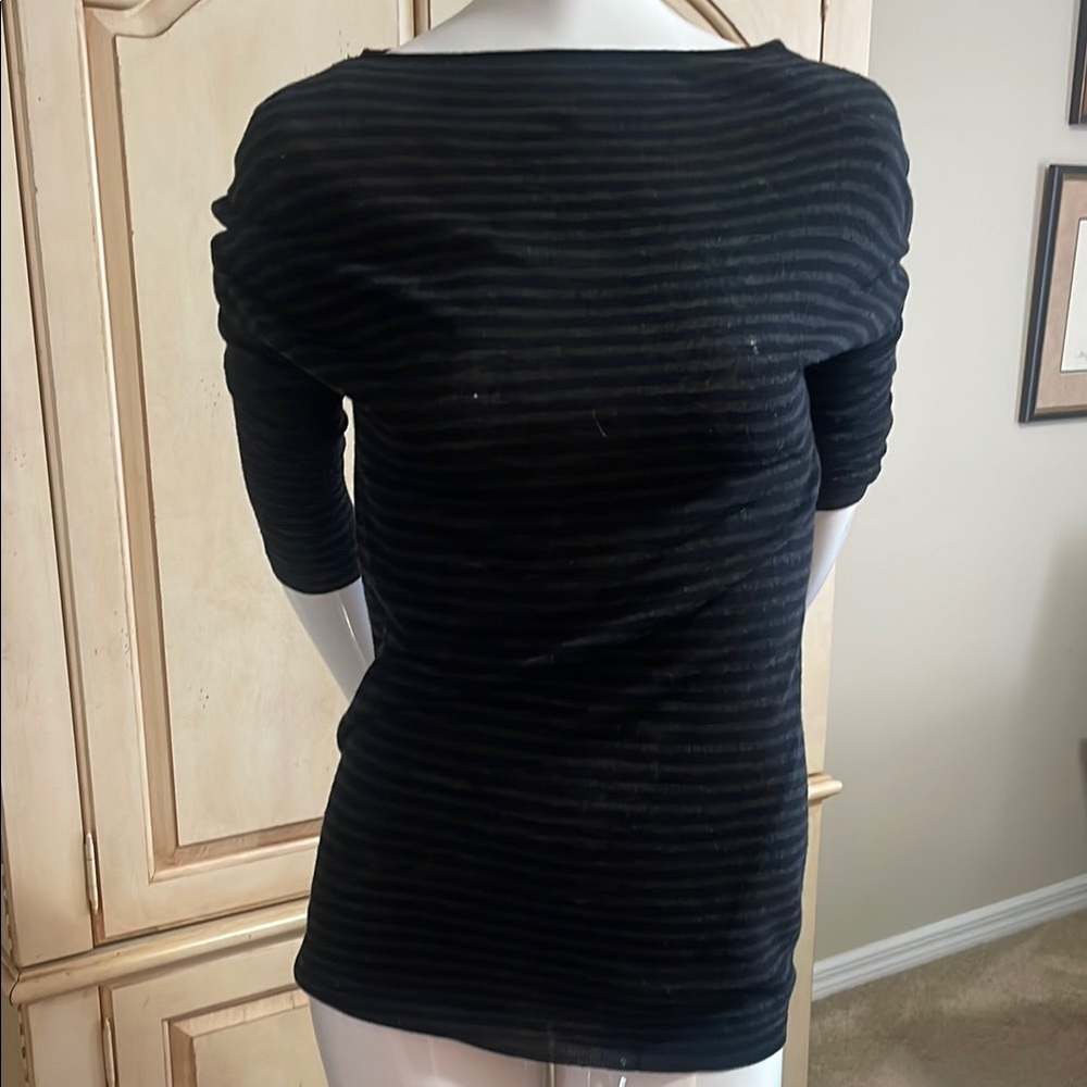 Vince BoatNeck Long Sleeve Striped Sweater Lightweight Sheer Thin Wool XS boxy